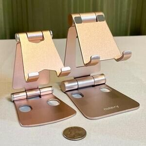 2 Angle Height Adjustable Phone Holders - Rose Gold